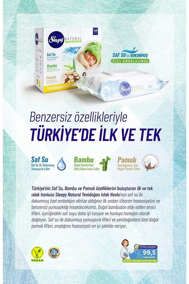 Islak Havlu Yeni Doğan Bambu Naturel 8'li Paket - 960 Yaprak - 4