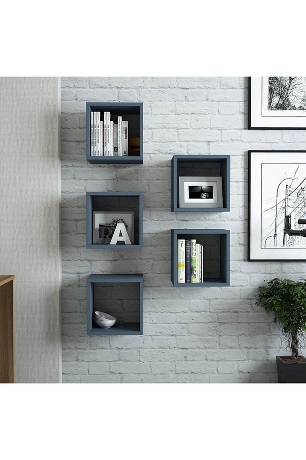 Box Duvar Rafı Kitaplık Mavi - 1