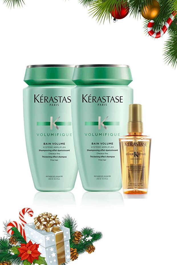 Volumifique Hacimlendirici Şampuan Bain Volume 250 ml x 2 + Elixir Ultime Yağ 50 ml 2840095040049 - 1