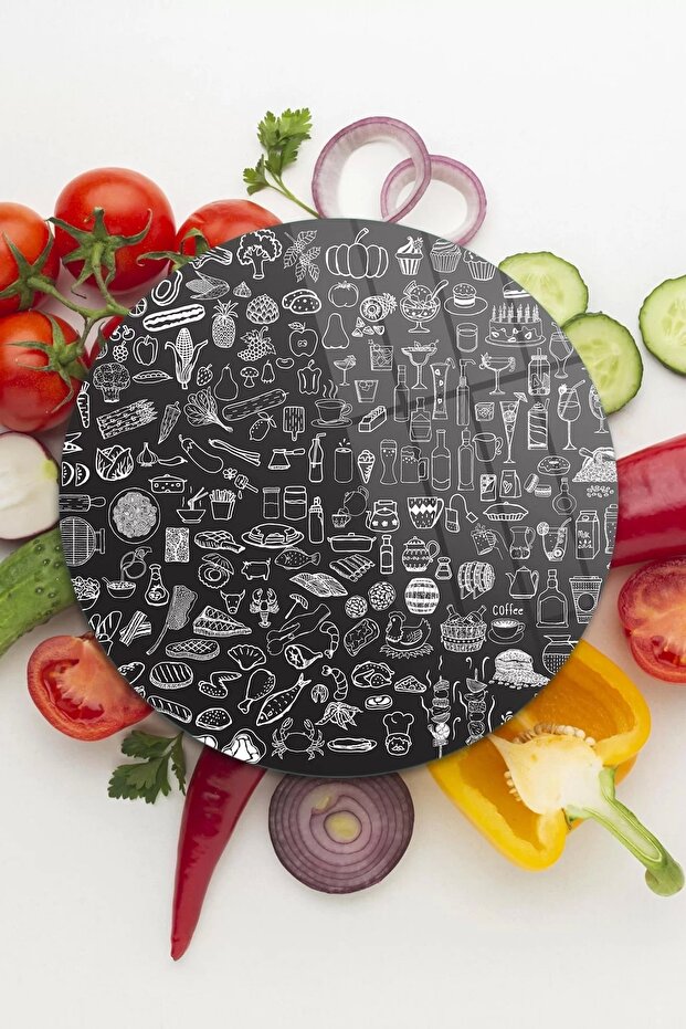 Round Cam Cutting Board - Mixed Text Pattern - 1