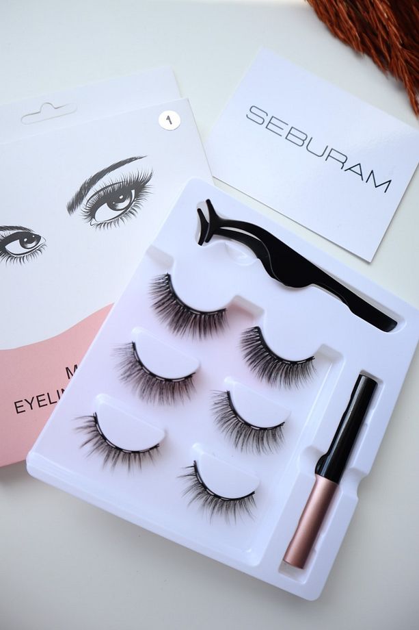 Manyetik Kirpik Mıknatıslı Kirpik Gerçek Görünümlü 3 Çift Eyeliner Cımbız Seti Takma Kiprik - 6