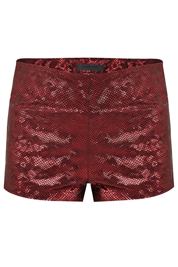 Parlak Deri Mini Şort - 2