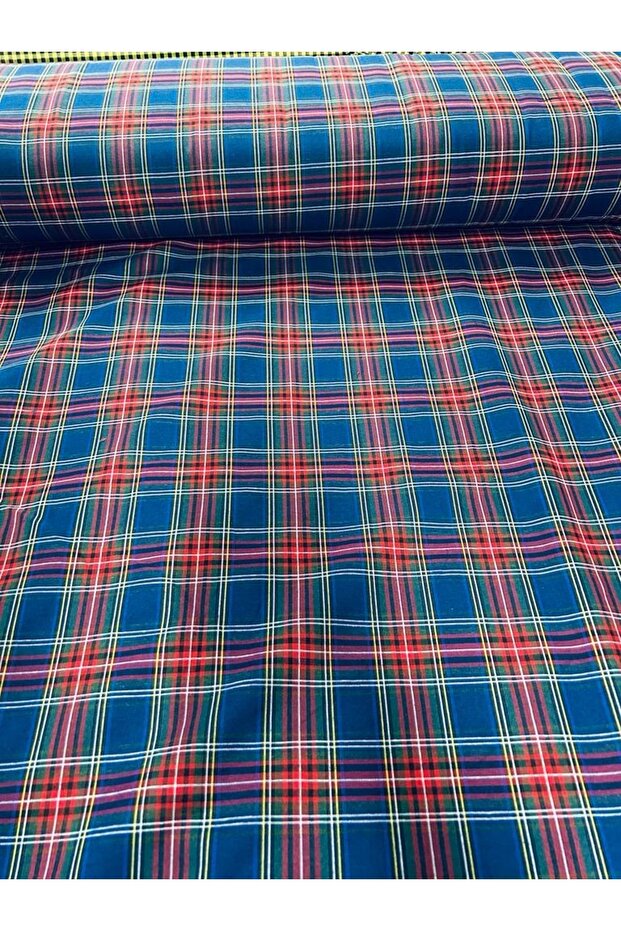 Zefir Kumaş Iskoç Lacivert-kırmızı Kareli Desen - 1