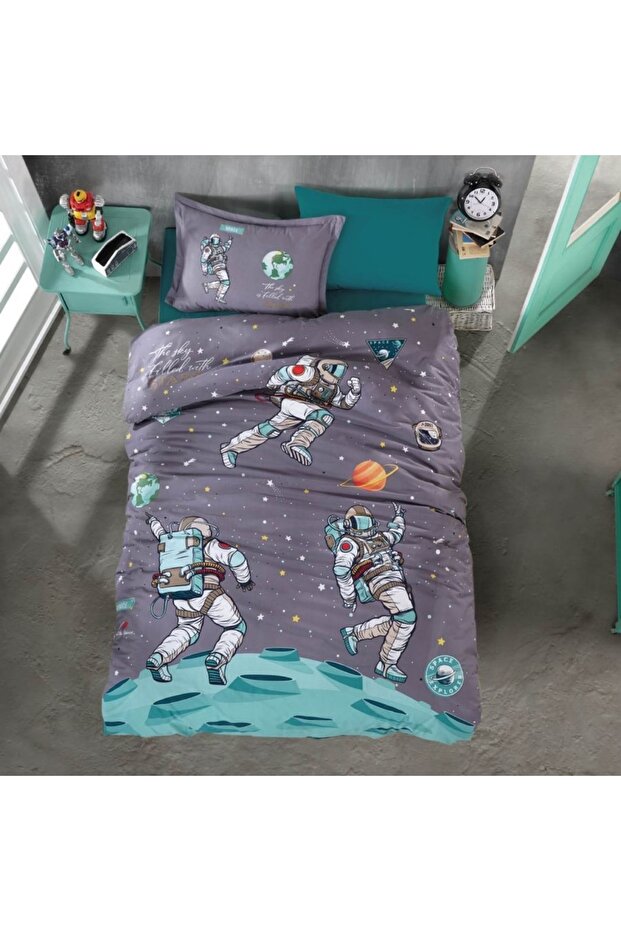 Clasy Single Ranforce Duvet Cover Set Space Anthracite