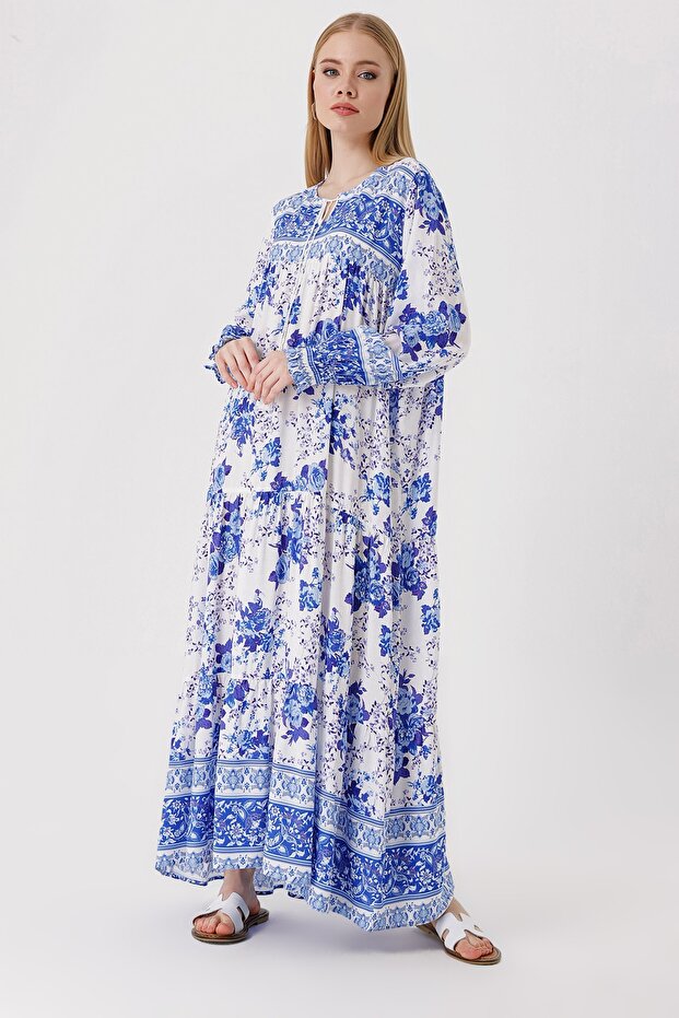 1947 Patterned Long Dress - 2
