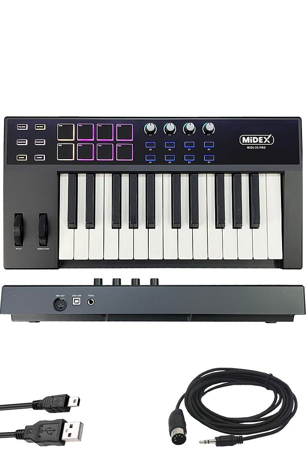 Midi Paket-3 Stüdyo Ekipmanları Seti Ses Kartı Midi Klavye Mikrofon Kulaklık - 3