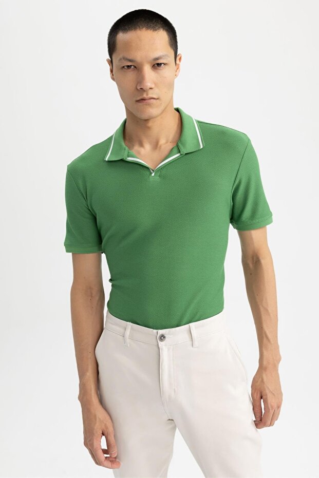 Modern Fit Polo Collar Short Sleeve Cotton T-Shirt Z1179az23sp