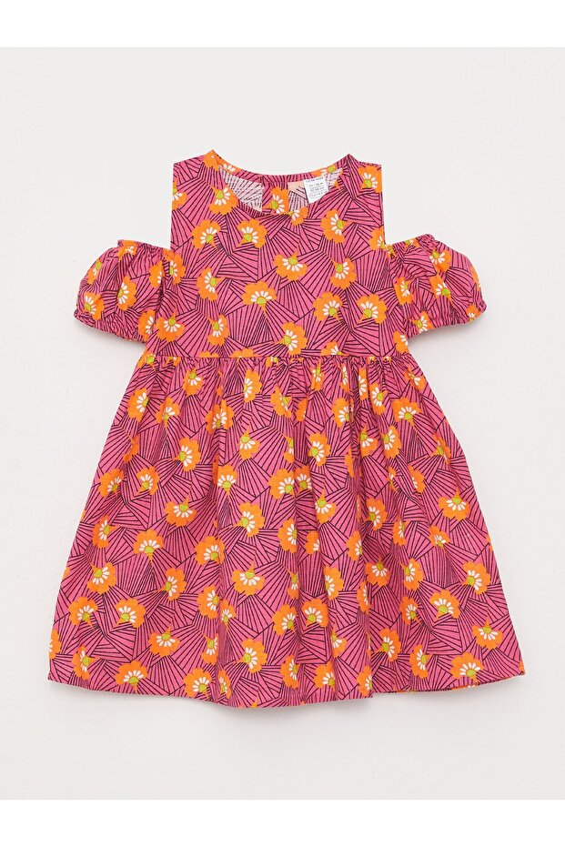 Crew Neck Patterned Baby Girl Dress