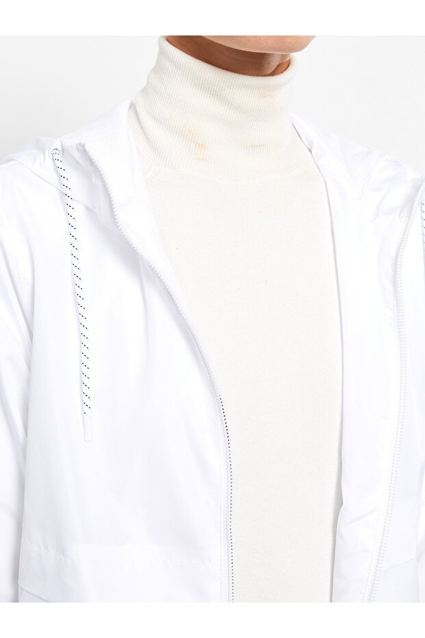 Einfarbiger, langärmliger Damen-Regenmantel mit Kapuze - 5