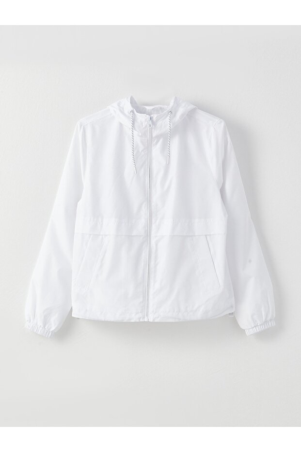 Einfarbiger, langärmliger Damen-Regenmantel mit Kapuze - 7