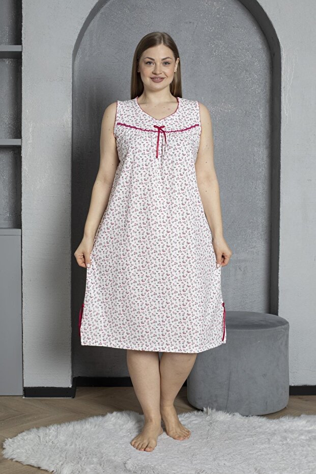 New Sleeve V-Neck 100% Cotton Combed Plus Size Mother's Nightgown 819