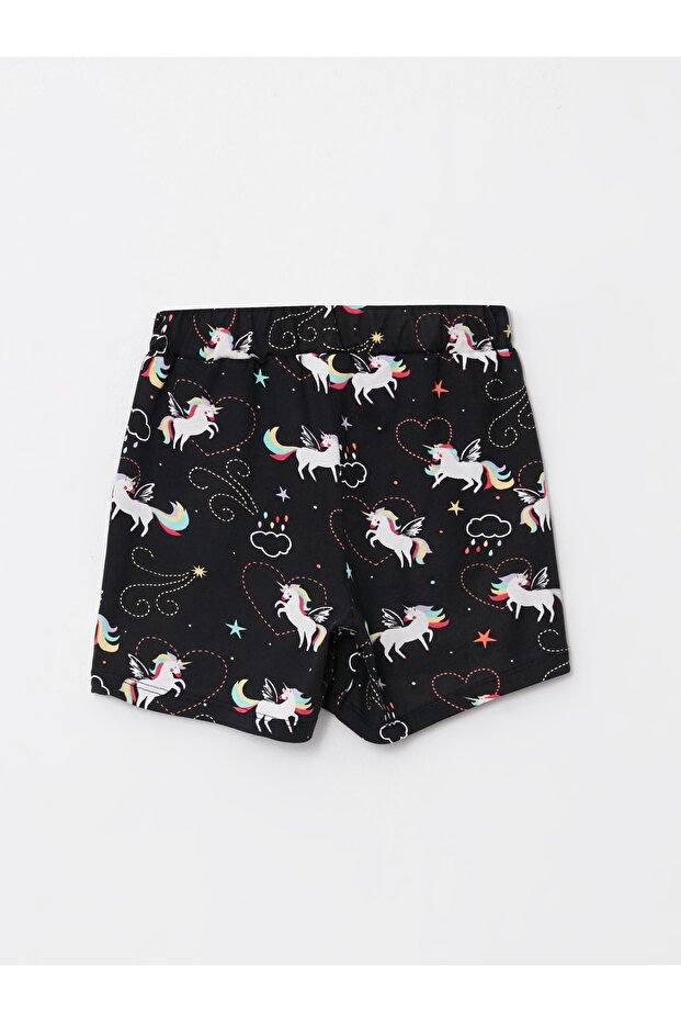 Gemusterte Mädchenshorts mit elastischem Bund - 2