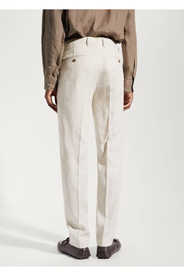 %100 Keten Pantolon - 4