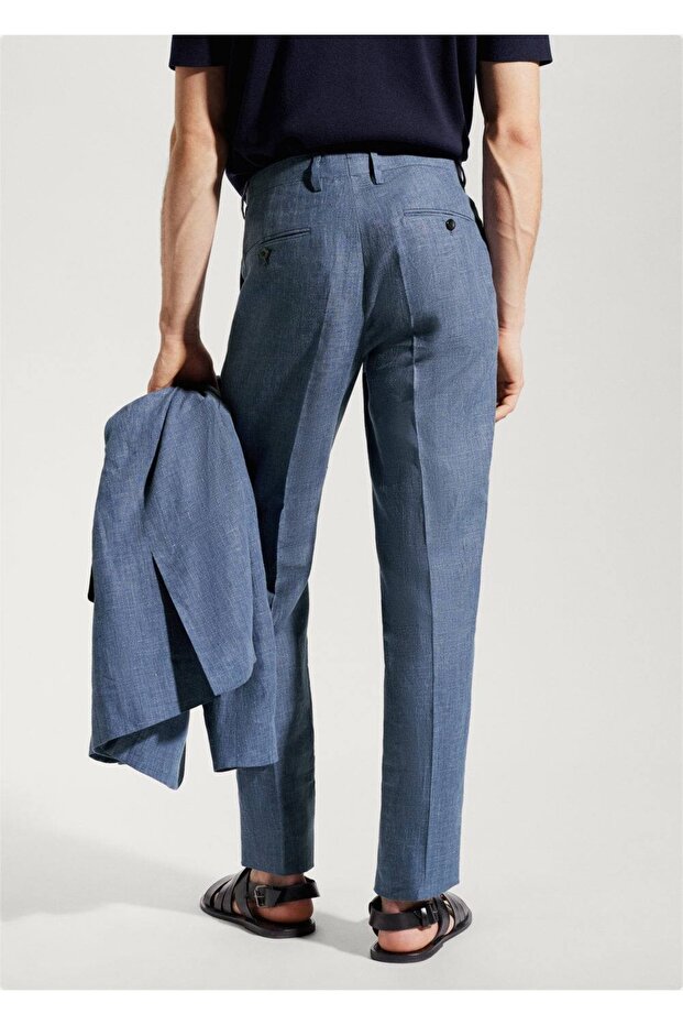 %100 Keten Pantolon - 4