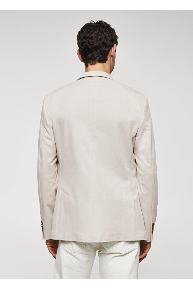 Dar Kesimli Mini Dokuma Blazer Ceket - 4