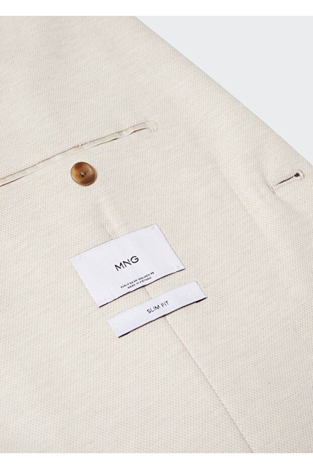 Dar Kesimli Mini Dokuma Blazer Ceket - 8