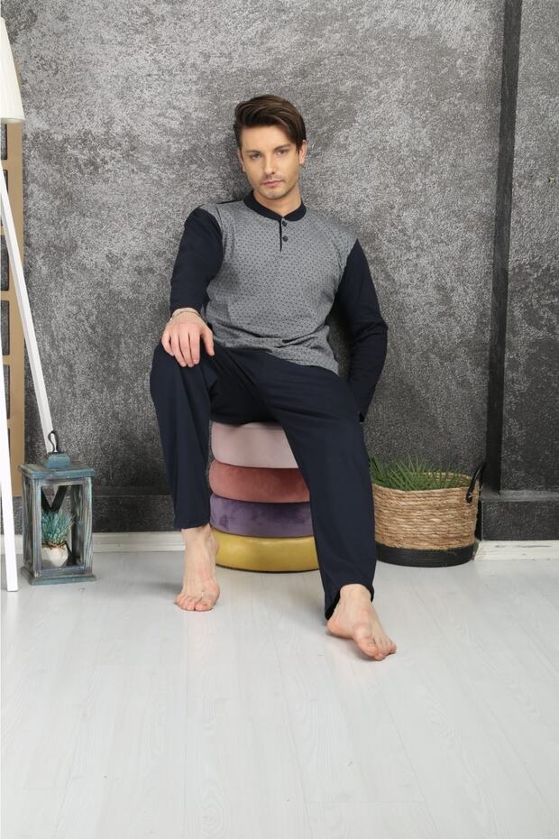 Pijama %100 Pamuklu Jakarlı Pijama Takımı - 3