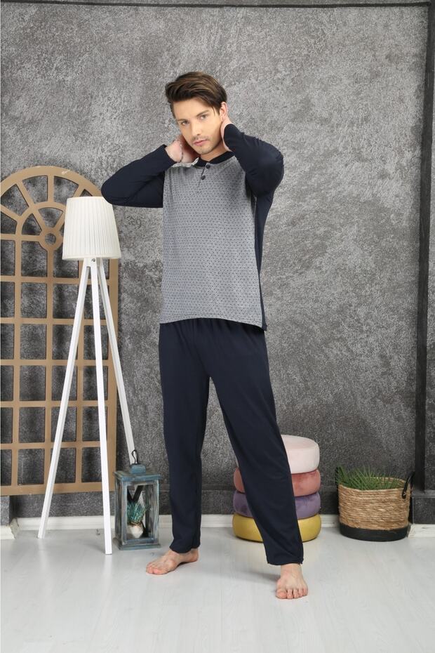 Pijama %100 Pamuklu Jakarlı Pijama Takımı - 5