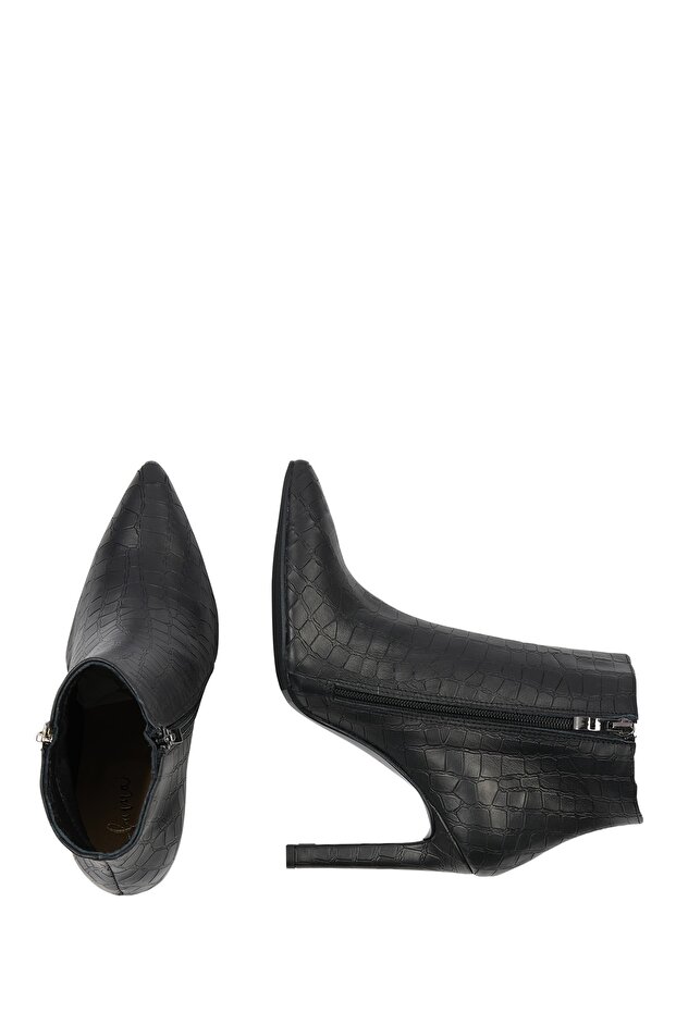 Krokodil-Optik'te Leder Stiefelette - 3