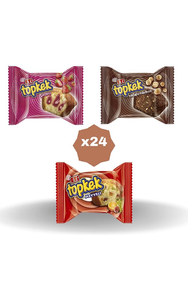 Topkek Kakaolu Fındıklı, Meyveli , Çilekli X 72 Adet - 1