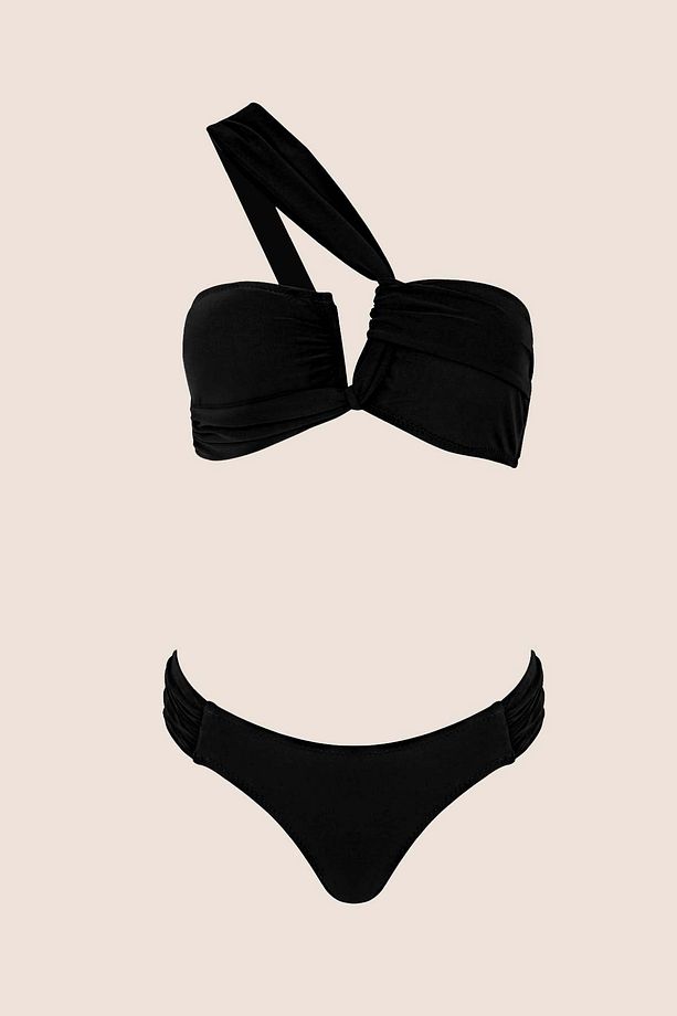 3400 Siyah Tek Omuz Bikini Takımı - 5