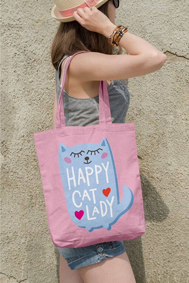 Ays Home Happy Cat Beach Cloth Shopping Bag