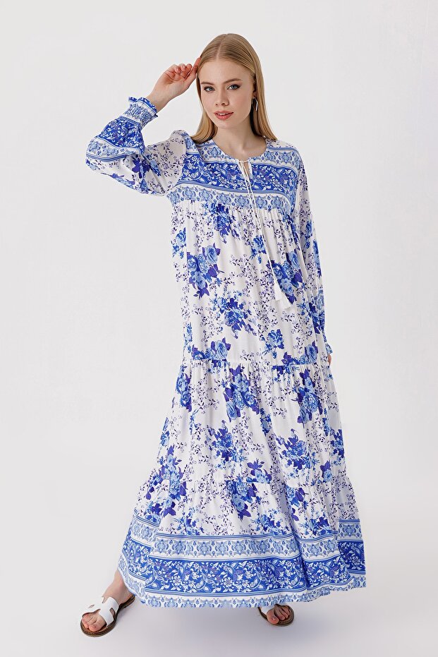 1947 Patterned Long Dress - 4