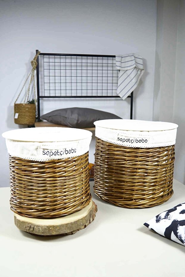 2-Piece Fruit Pot with Lid Detergent Holder General Purpose Wicker Box