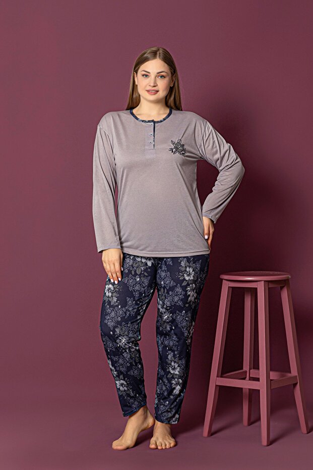Long Sleeve 100% Cotton Plus Size Mother's Pajama Set - Mother's Special Series