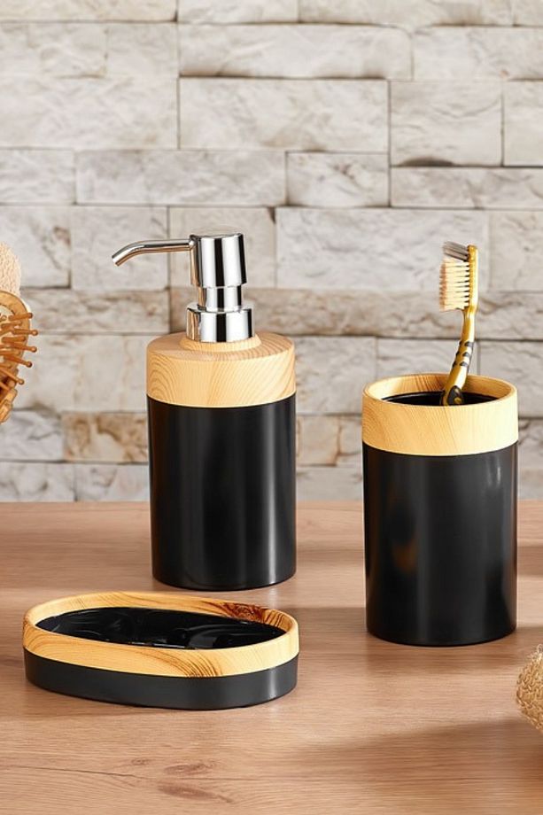 Bambu Desenli Yuvarlak 5'li Banyo Seti - 5