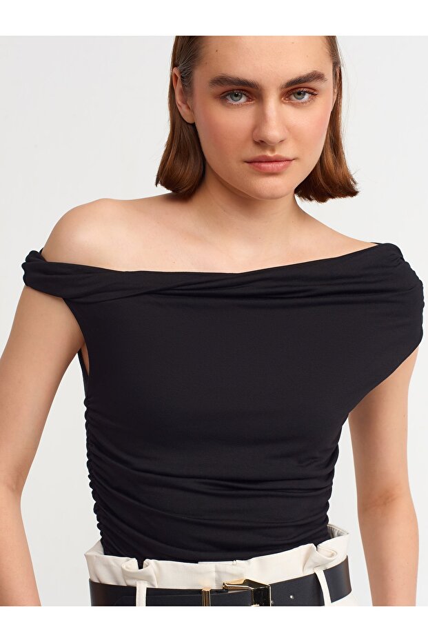 20212 Drapeli Top-siyah - 4