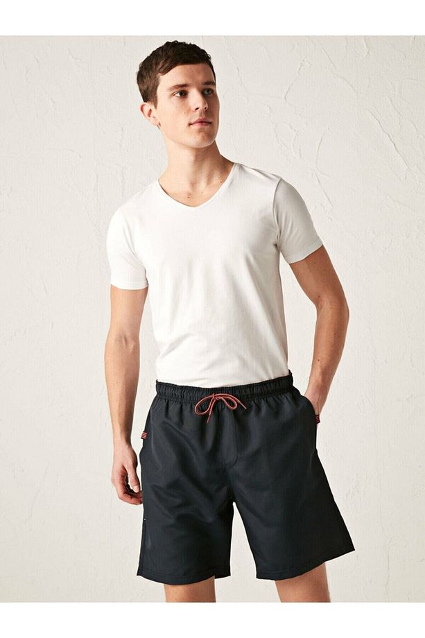 Your Fashion Style'dan Erkek Koyu Lacivert Deniz Şortu Yüzme Şort Diz Hizası Boy Basic - 2