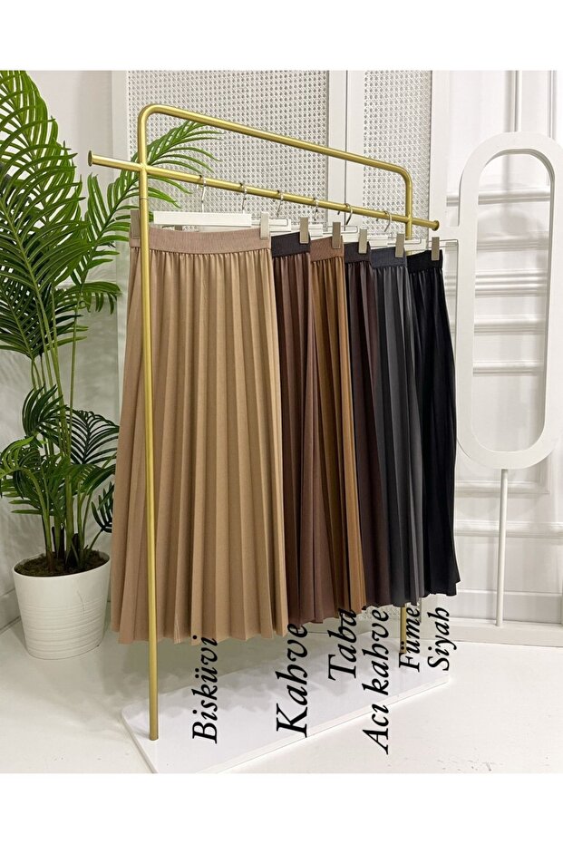 Winda Pliseli Etek Kahve - 2