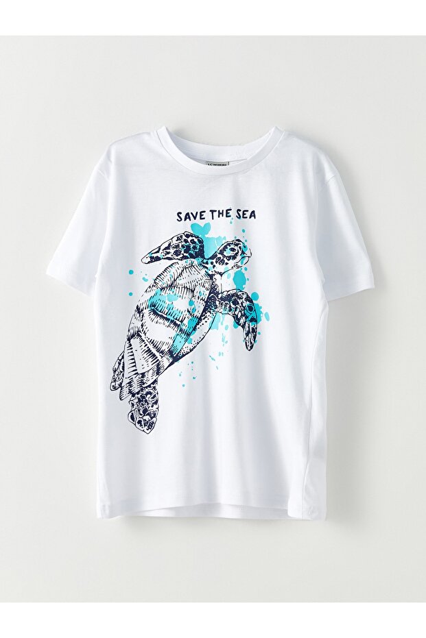 Boy - Crew Neck Printed Cotton Short Sleeve T-Shirt