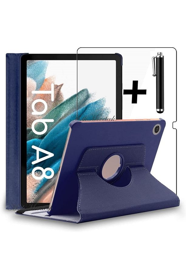 Samsung Galaxy Tab A8 10.5 Sm-x200 Kılıf Dönebilen 360 Tablet Kılıfı + Ekran Koruyucu Cam +kalem Set - 1