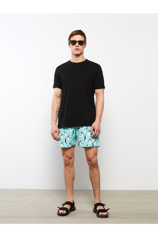 Short Length Printed Men's Swim Shorts