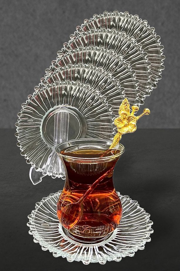 6 Adet Çay Tabağı Kristal Desenli Diamond 12cm - 1