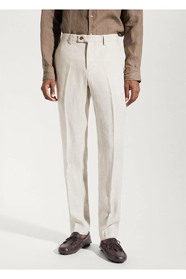 %100 Keten Pantolon - 1