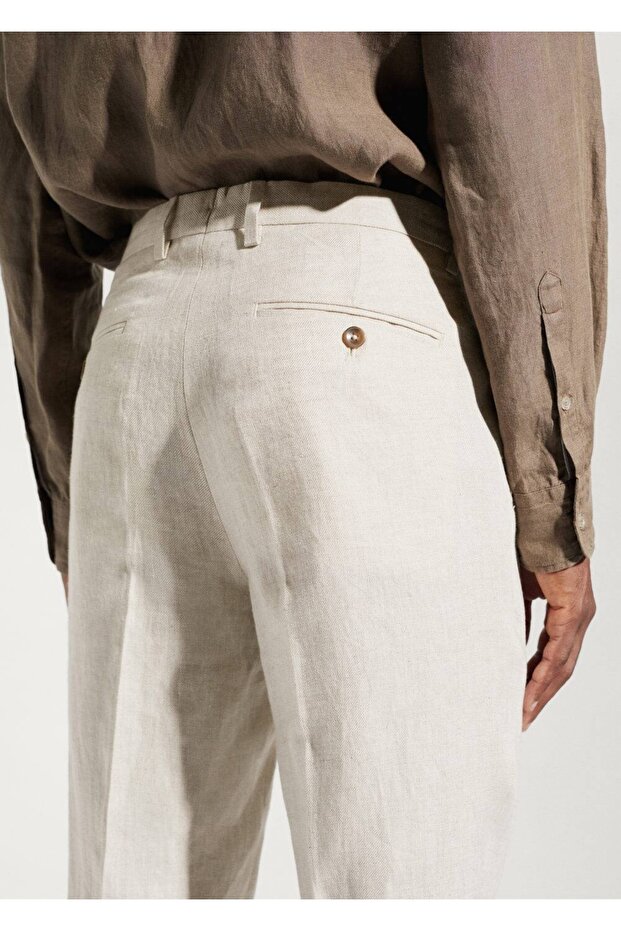 %100 Keten Pantolon - 5