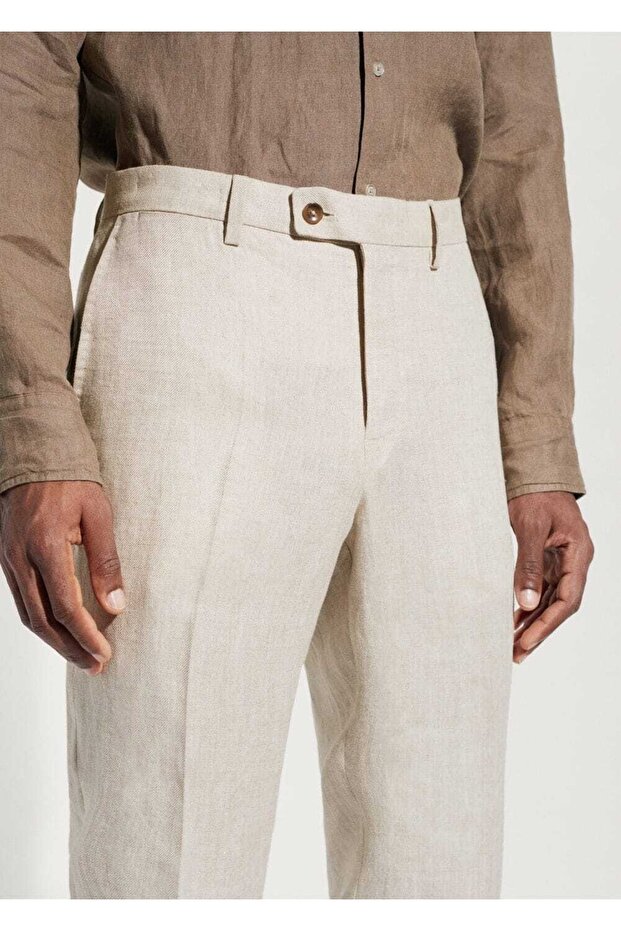%100 Keten Pantolon - 6