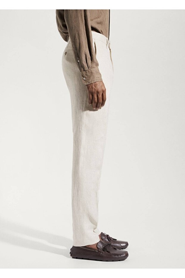 %100 Keten Pantolon - 8