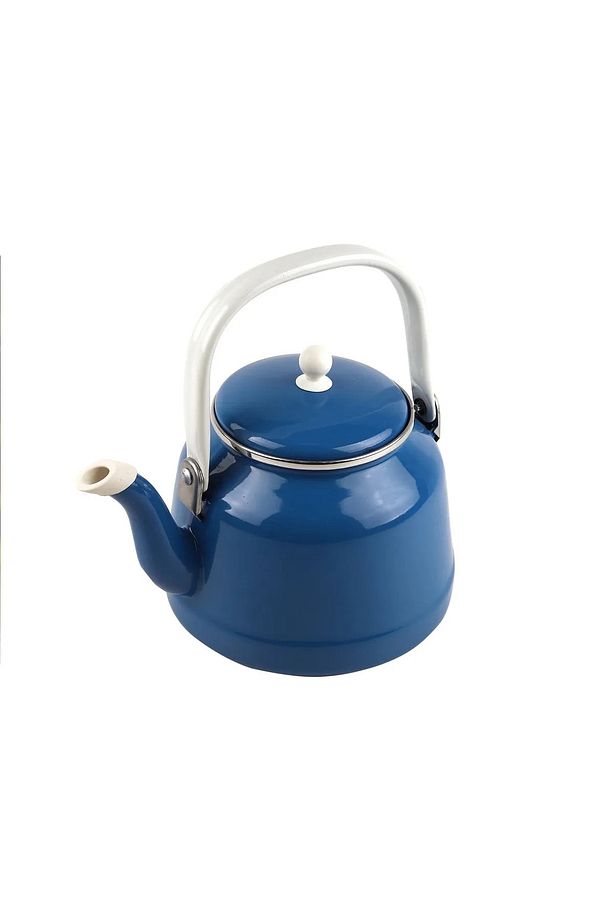 Alev Emaye Mavi Çaydanlık 3,5 Litre Tekli Üstten Tutmalı Çinko Bitki Çayı Demliği - 3