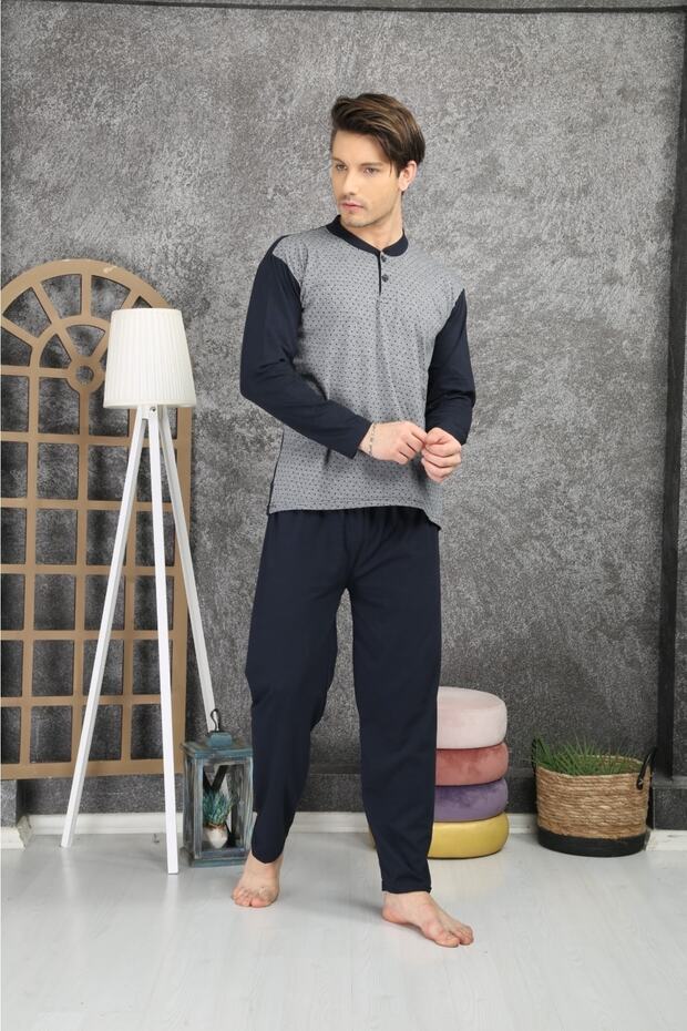 Pijama %100 Pamuklu Jakarlı Pijama Takımı - 1