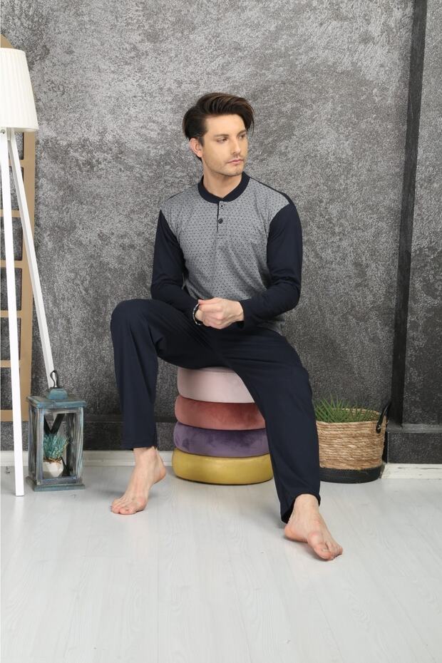 Pijama %100 Pamuklu Jakarlı Pijama Takımı - 4