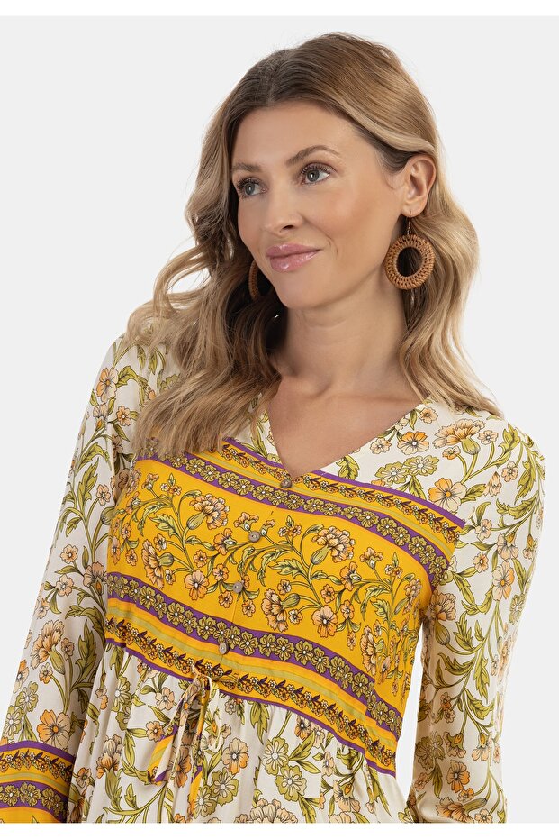 FESTİVAL Blumenprint carnea ile Sommerkleid - 4
