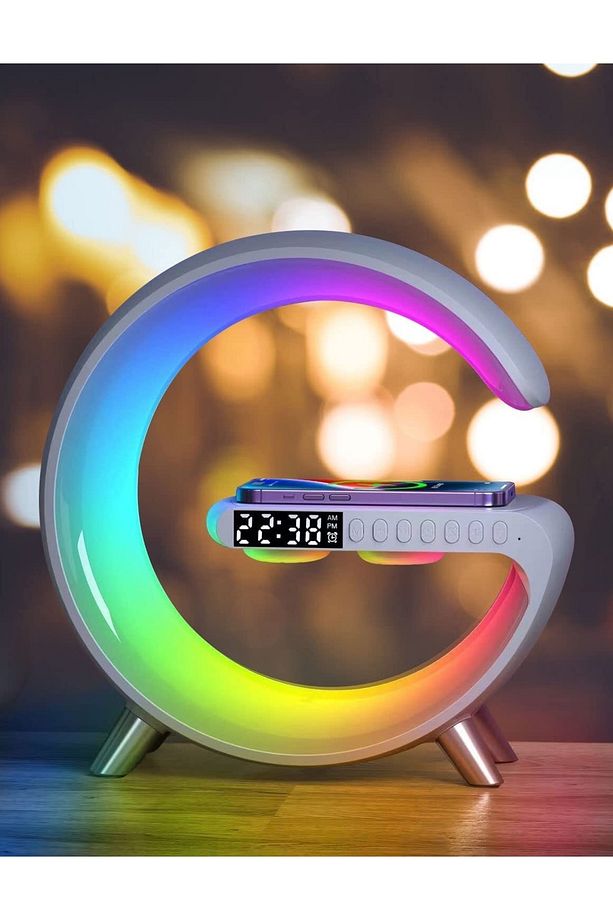 Akıllı Masa Lambası Kablosuz Şarj Atmosfer Lambası Bluetooth Hoparlör Kısılabilir Gece Lambası Müzik - 1