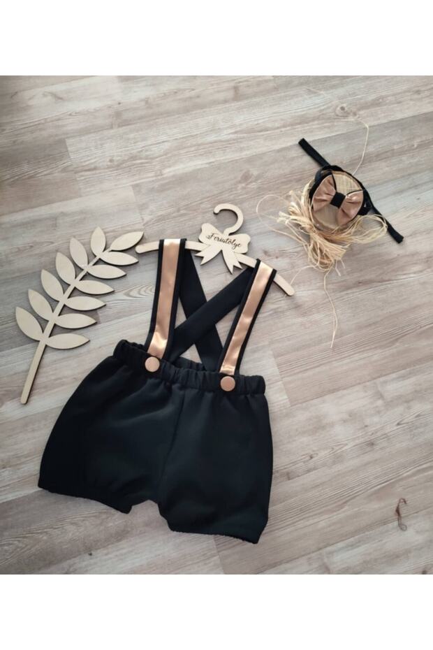 Black Gold Baby Boy Salopet Birthday Outfit