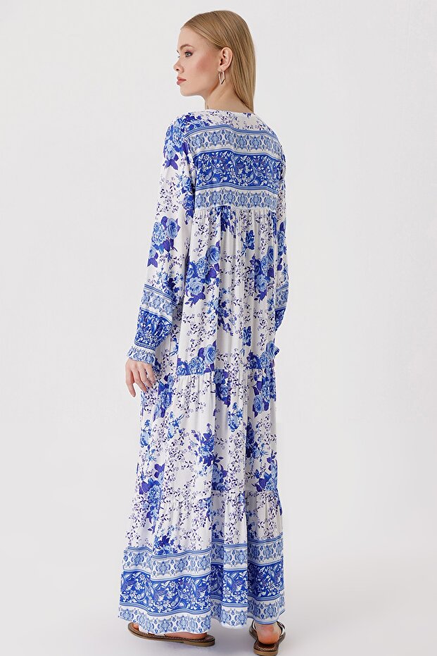 1947 Patterned Long Dress - 5