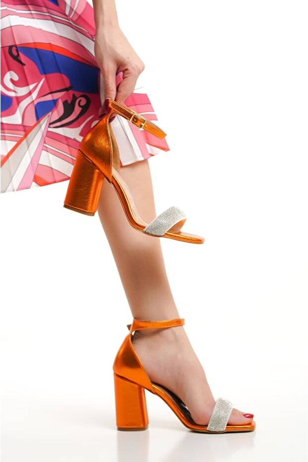 Taşlı Tek Bant Kadın Sandalet Ayakkabı - 5