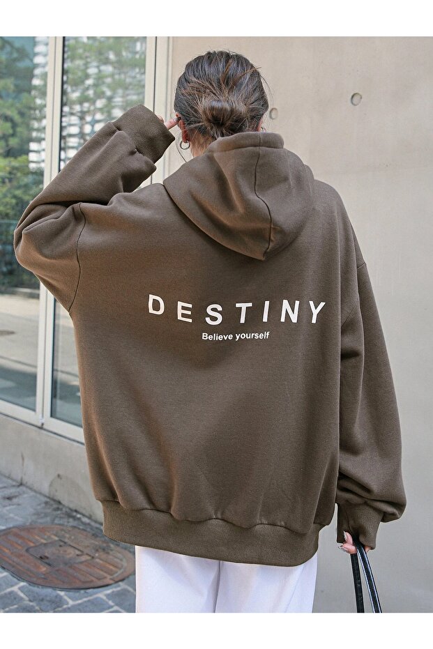 Plus Size Hooded Unisex Bhm Back Printed Oversize Sweatshirt